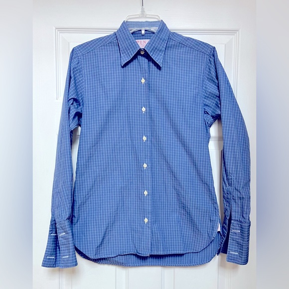 Thomas Pink Tops Thomas Pink Cotton Button Down Shirt With French Cuffs Rare Blue Check